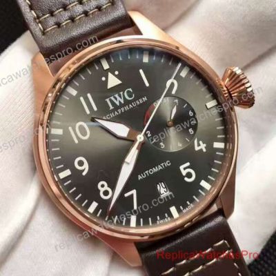 Copy IWC Big Pilots Watch Spitfire Rose Gold Grey Dial 46mm Power Reserve IW500917